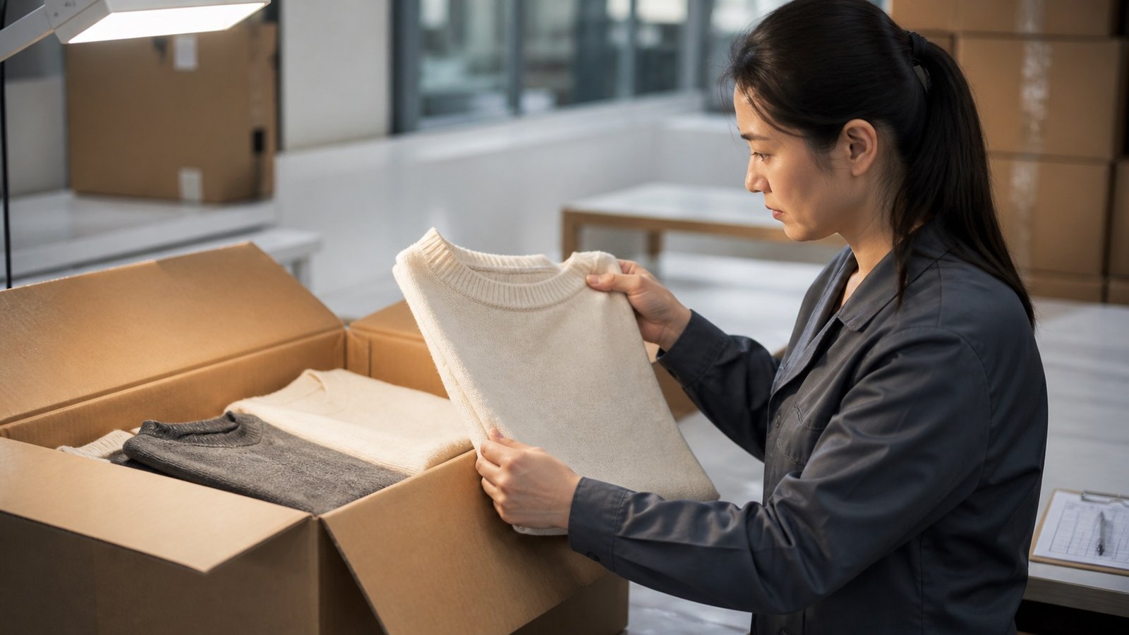 Random sweater selected from an export carton for AQL inspection