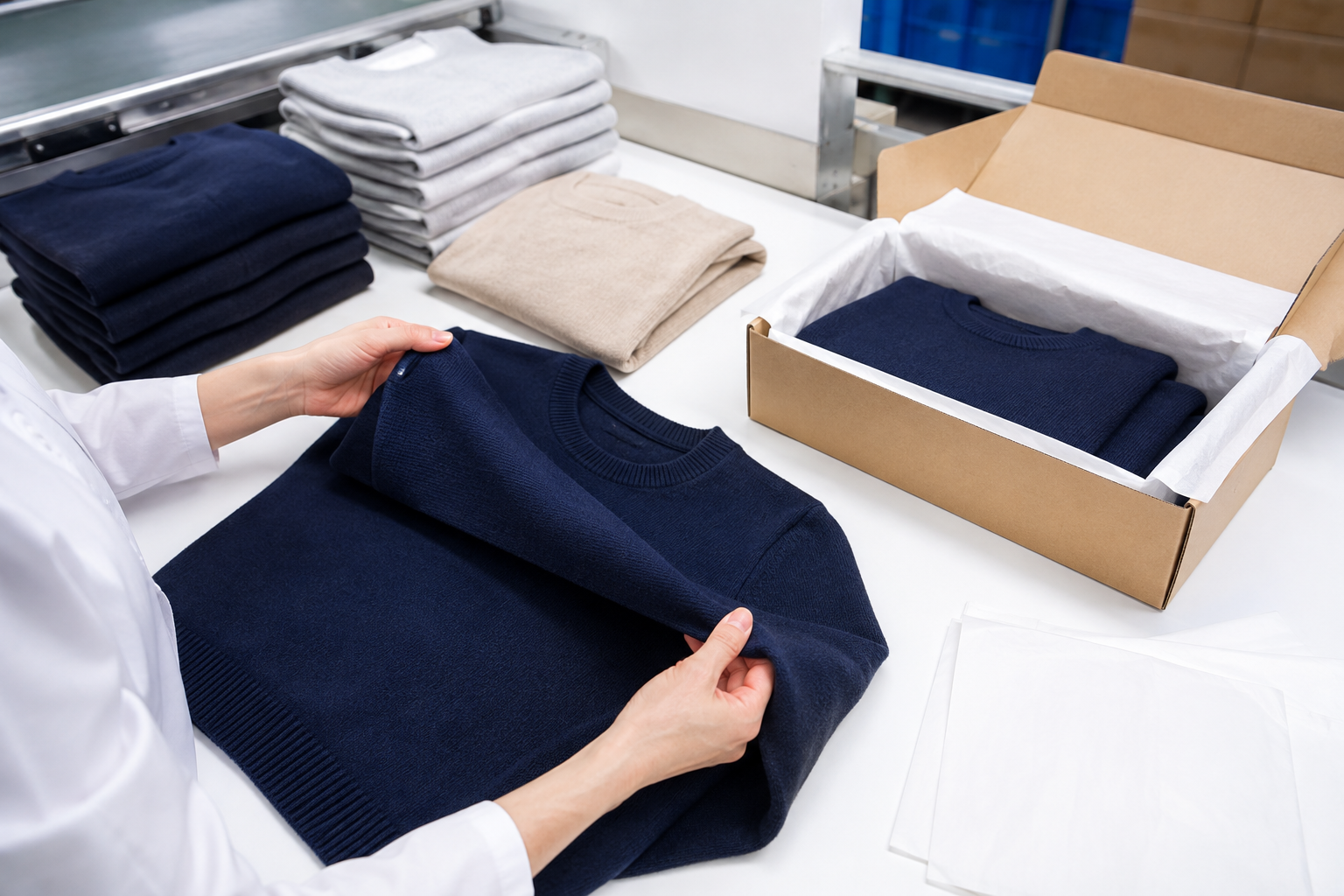 Knitwear color and appearance development brief with yarn cards and knit swatches