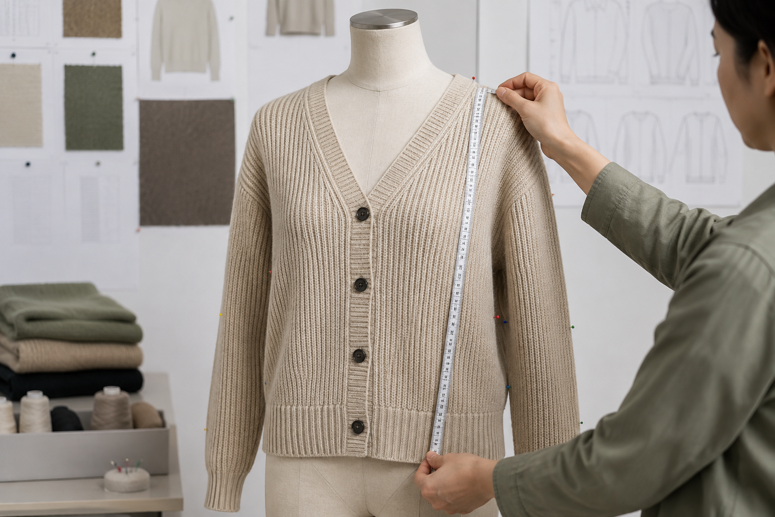 Fit review and measurement checking for a knitwear sample