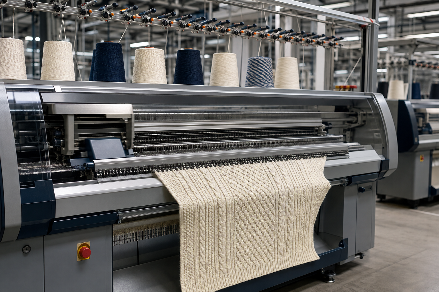 Computerized flat knitting machine preparing sweater construction