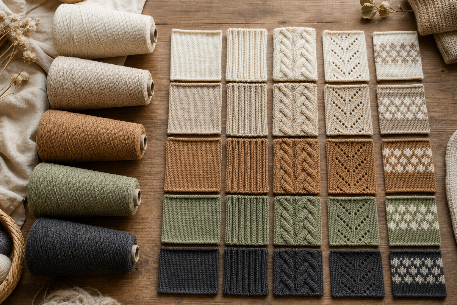 Yarn and knitted swatch development references